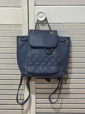 Forever 21 Blue Quilted Front-Pocket Drawstring Crossbody Bag